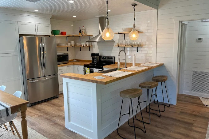 Domestic residential cleaned kitchen area